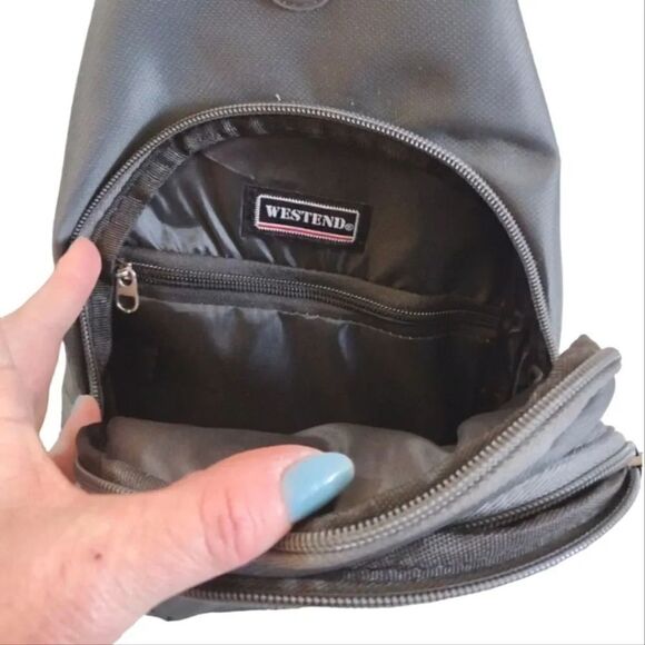 Westend Grey Nylon Unisex Crossbody Sling Bag NWOT - Picture 6 of 12